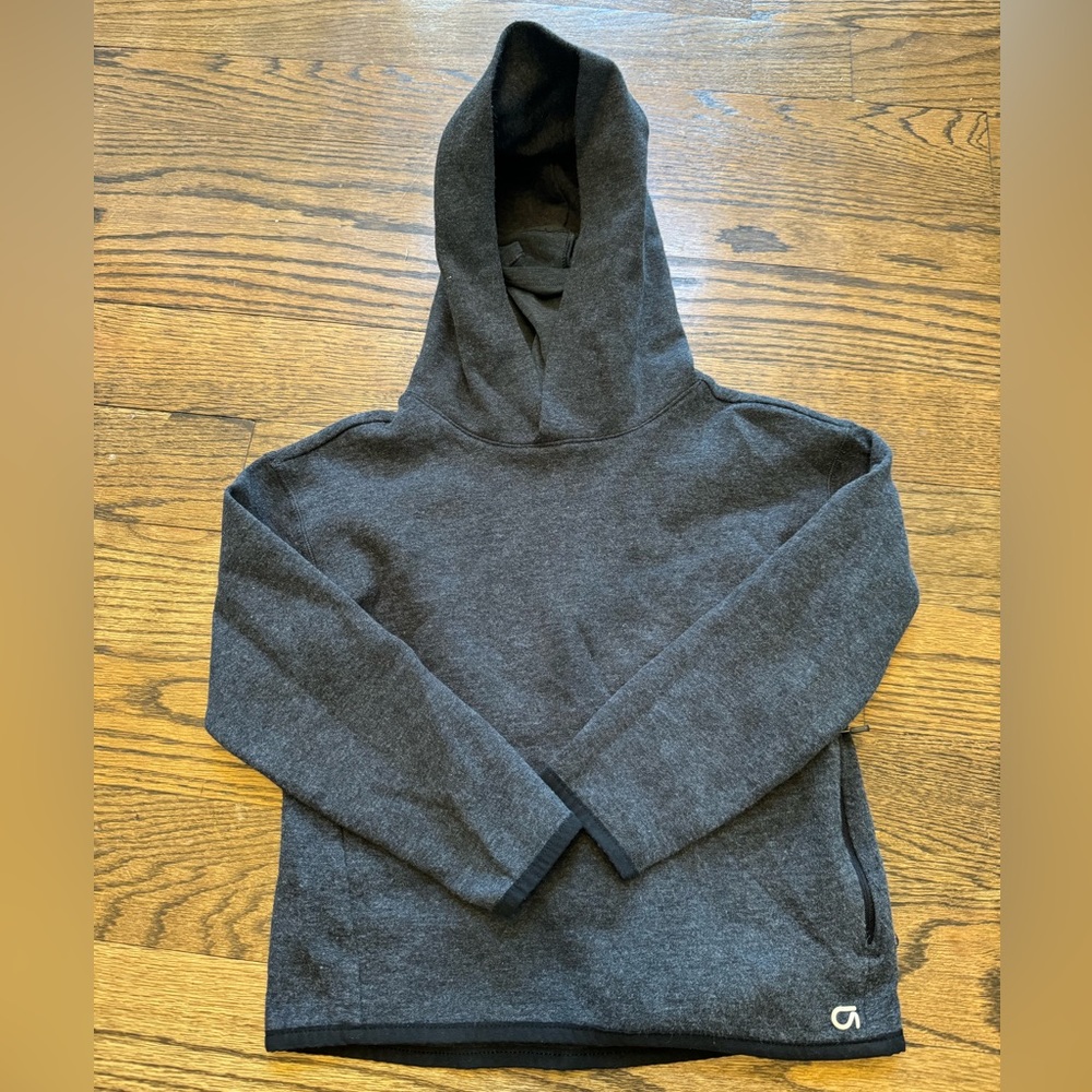 Gap GapFit Charcoal Grey Hooded Sweatshirt XS (4–5) w/ Face Shield & Thumb Holes